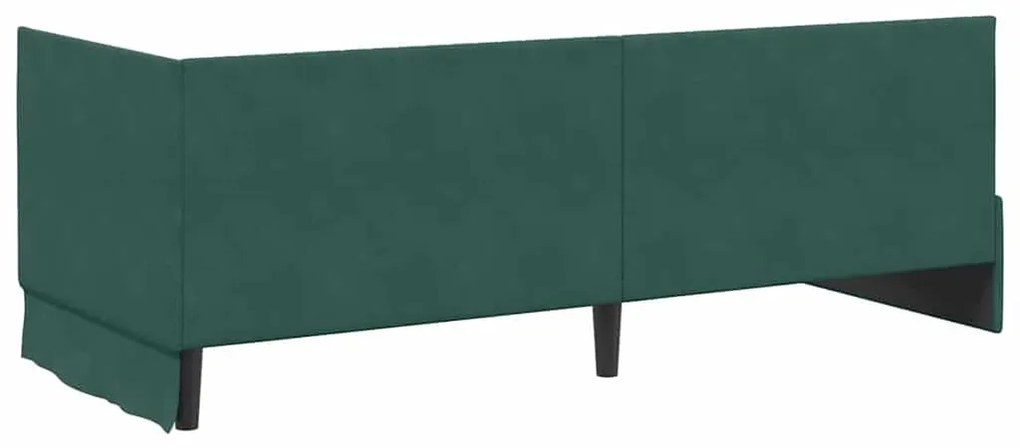 Sarokágy keret fejtámlával Sötétzöld 80 x 200 cm Bársony