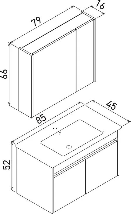 Arno mosdószekrény, 85 cm – TR785PNC1517