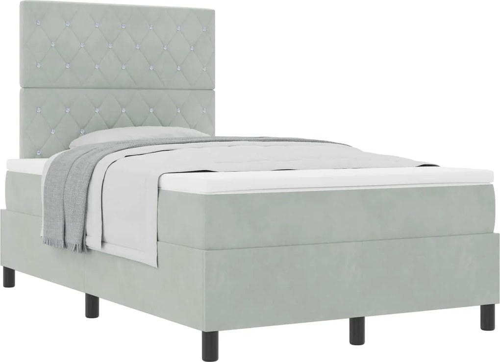 vidaXL Boxrugós ágy matracmal Világosszürke 120 x 190 cm szövet