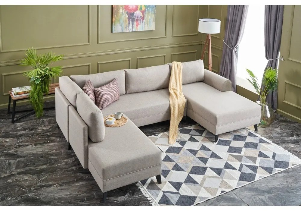 Bézs sarokkanapé (U alakú) Belen – Balcab Home