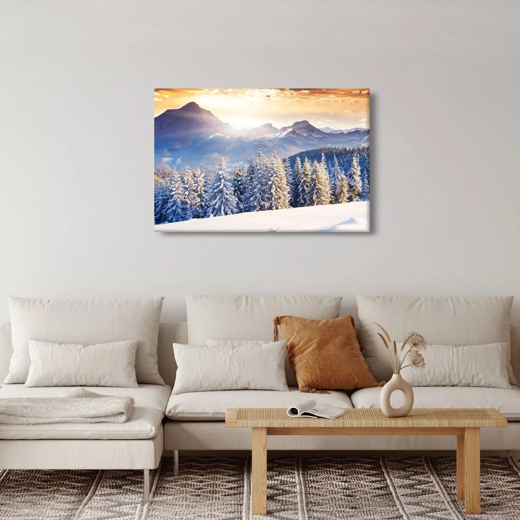 Kép - Hegyi táj télen (90x60 cm)