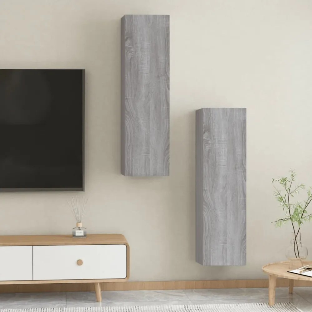 2 db szürke sonoma színű fali TV-szekrény 30,5 x 30 x 110 cm