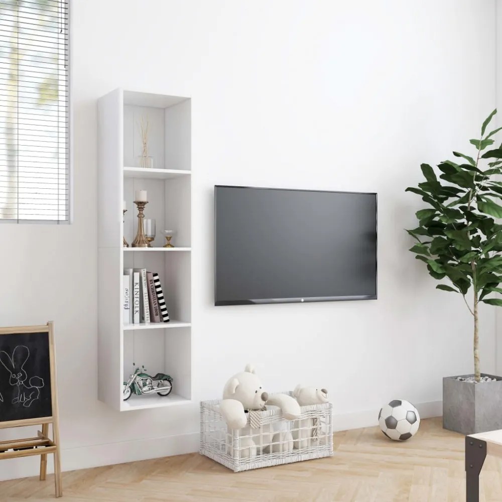 fehér könyv-/TV-szekrény 143 x 30 x 36 cm