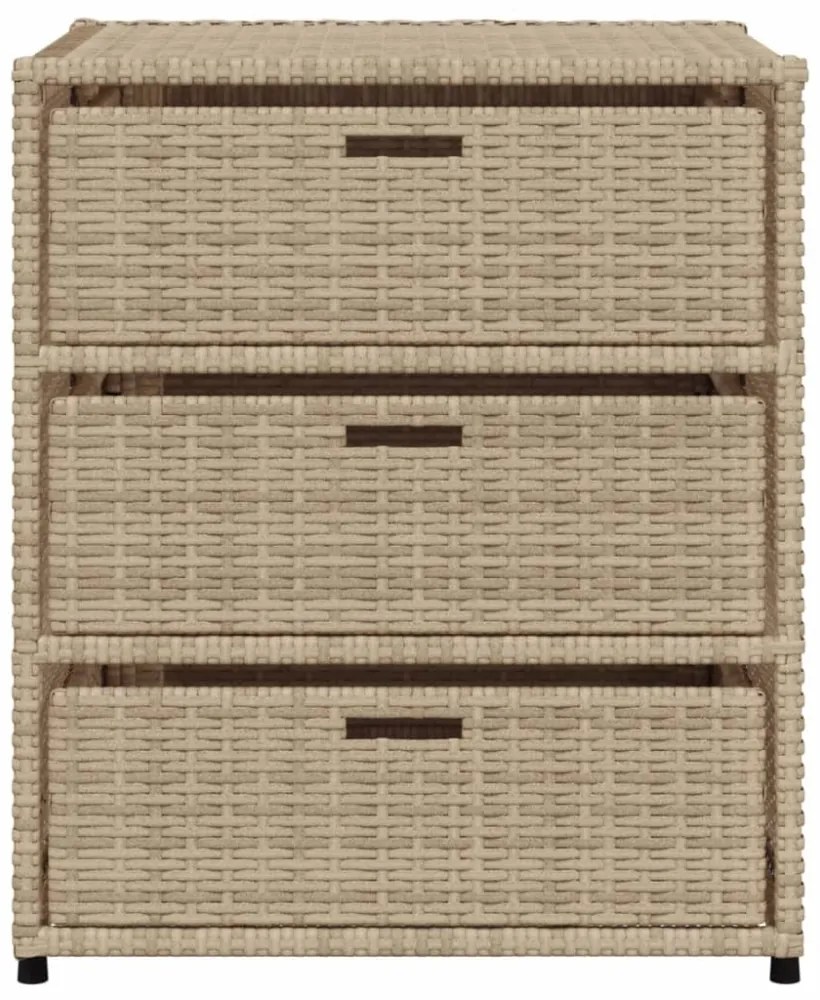 bézs polyrattan kerti tárolószekrény 55 x 59 x 69 cm