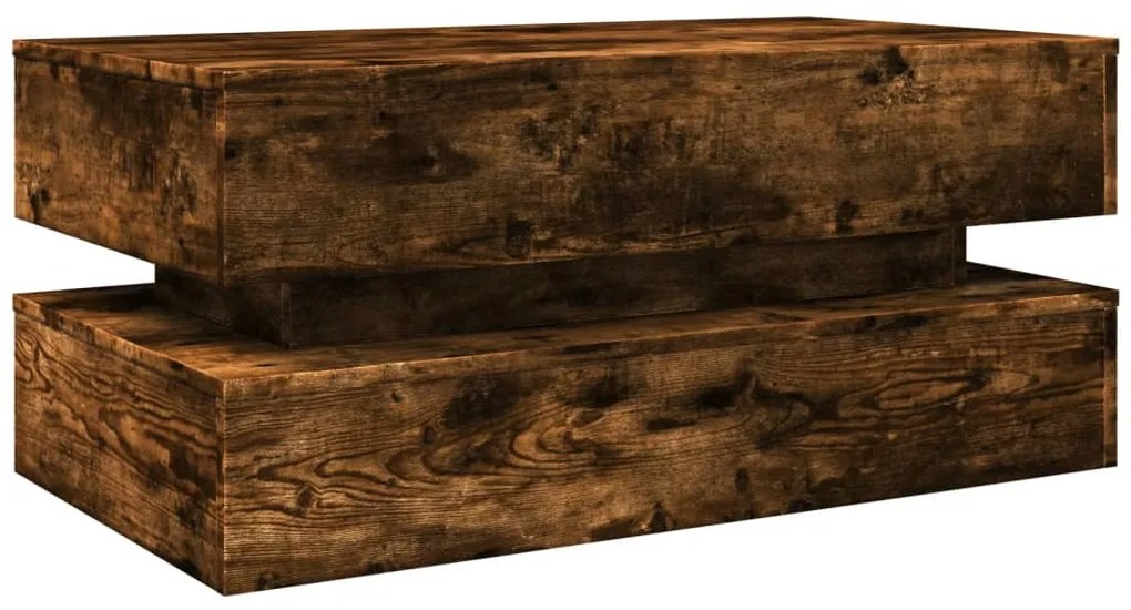 Füstös tölgy színű dohányzóasztal LED-lámpákkal 90x50x40 cm