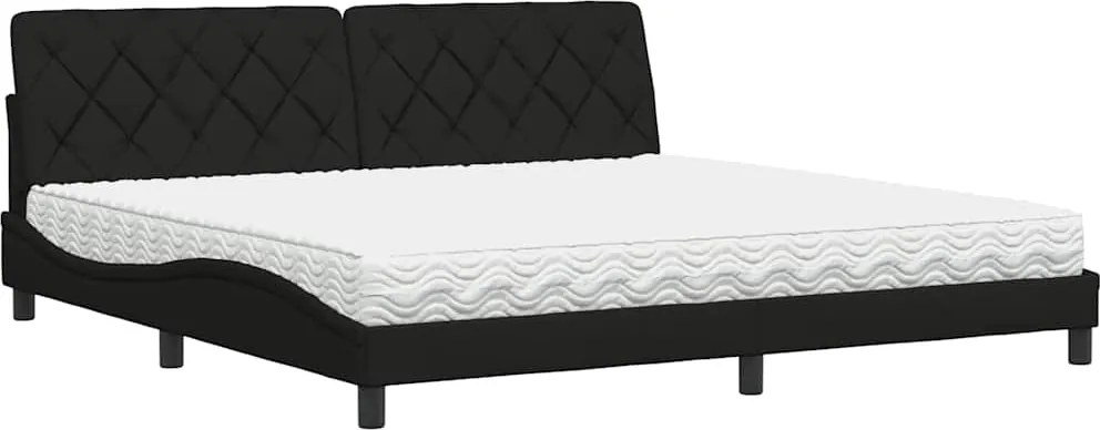 vidaXL fekete szövet ágy matraccal 200x200 cm