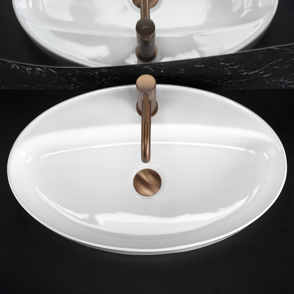 Rea Nastazja, pultra szerelhető mosdó 610x375x105 mm, fényes fehér, REA-U6359