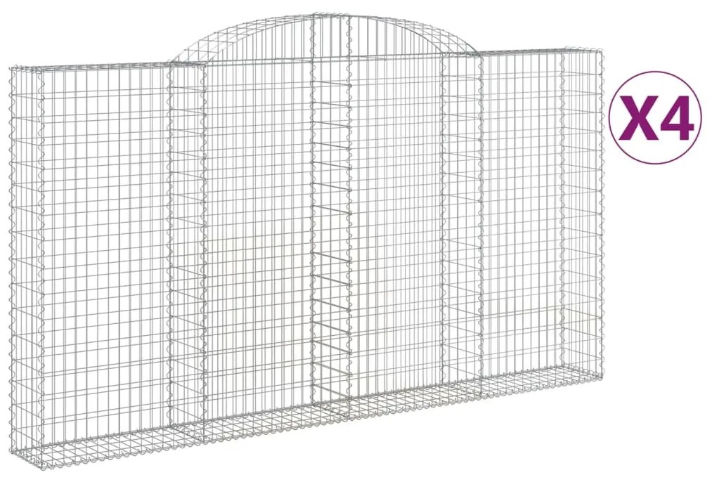 4 db íves horganyzott vas gabion kosár 300x30x160/180 cm
