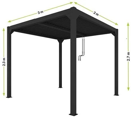 LUXE pergola 3x3m antracit