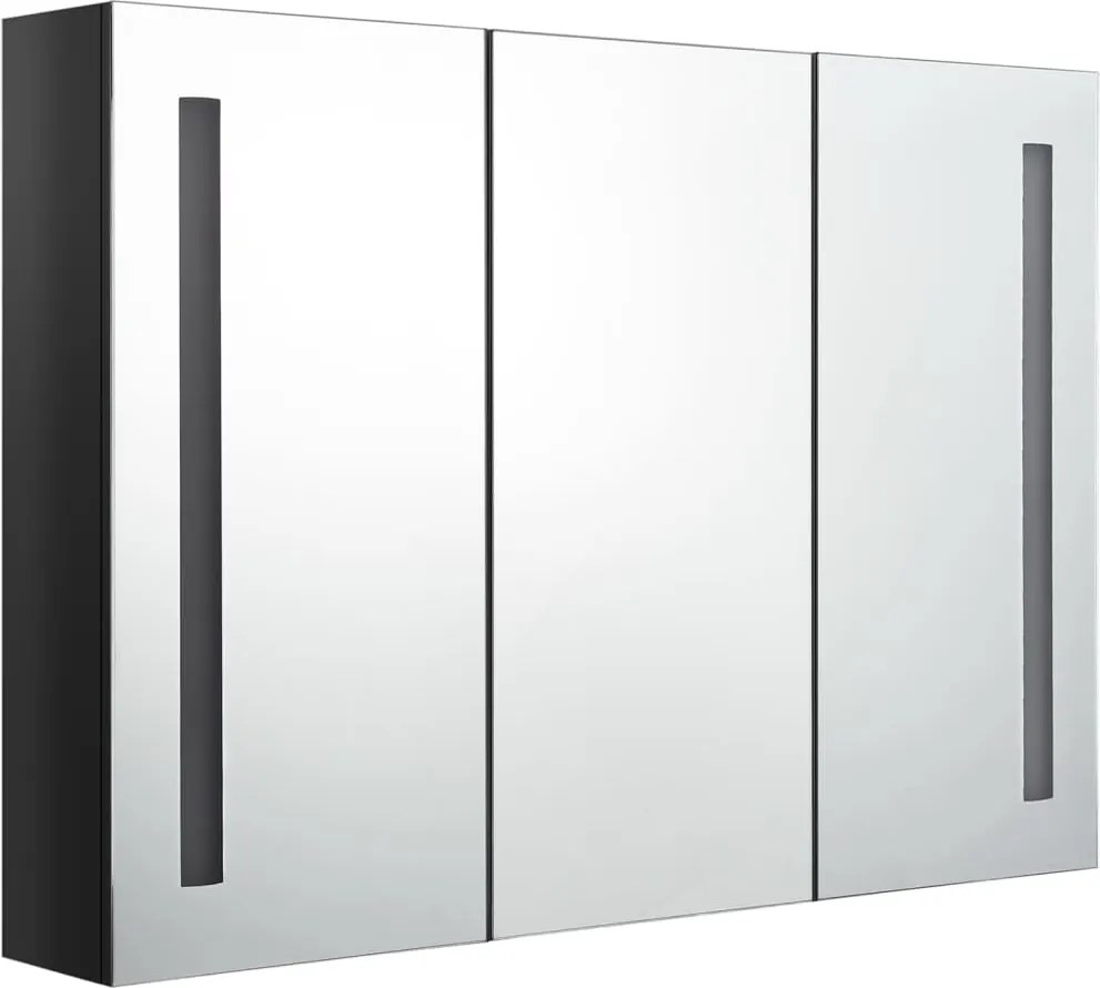 vidaXL fényes fekete fürdőszobaszekrény LED világítással 89x14x62 cm