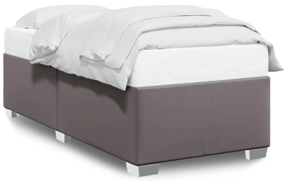 szürke műbőr ágykeret 90x200 cm