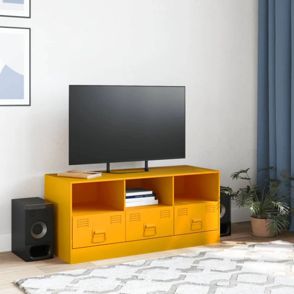 mustársárga acél TV-szekrény 99 x 39 x 44 cm