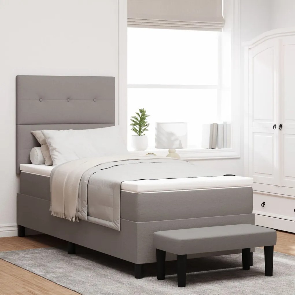 Box Spring Ágy Matraccal és Pad Taupe 90x190 cm Szövet