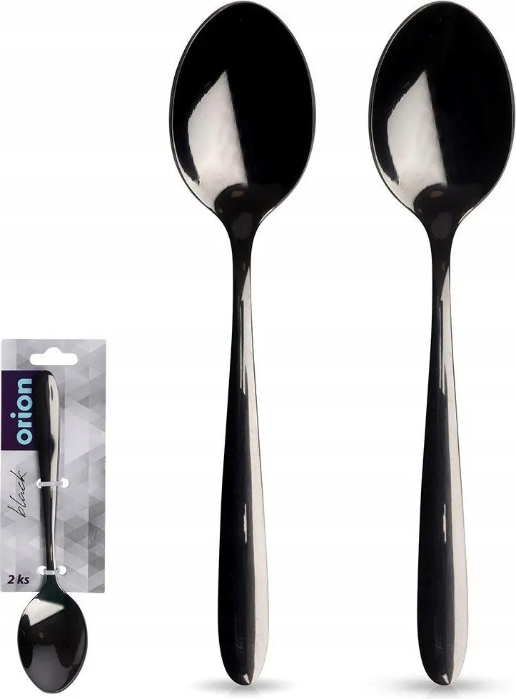 2x Asztali teáskanál kis kávés kanál fekete2x Fekete teáskanál