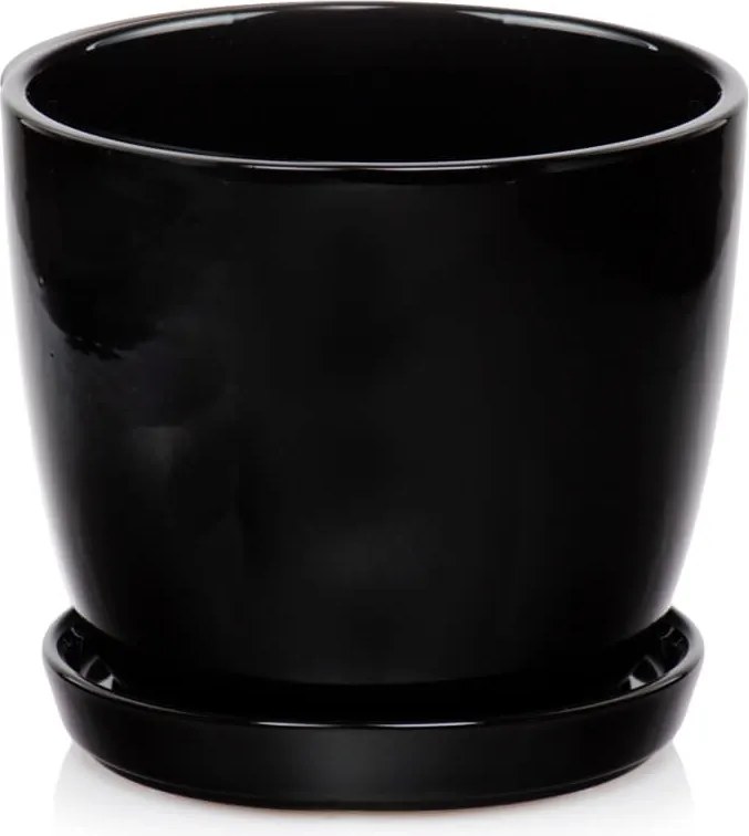 Kerámia Virágtartó Állvánnyal 17cm Fekete