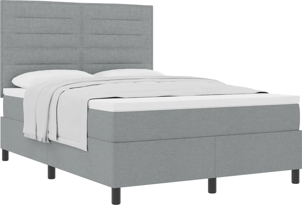 vidaXL Boxrugós ágy matracmal Világosszürke 140 x 200 cm szövet