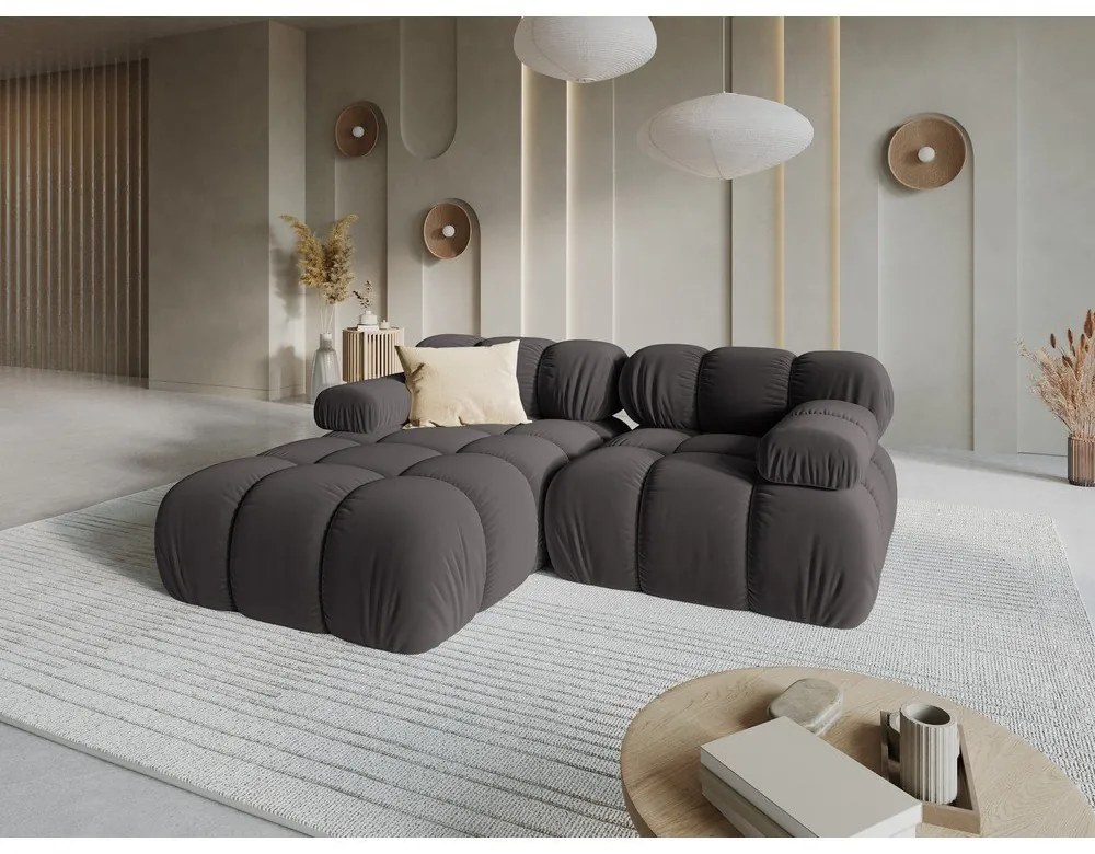 Sötétszürke bársony kanapé 191 cm Bellis – Micadoni Home
