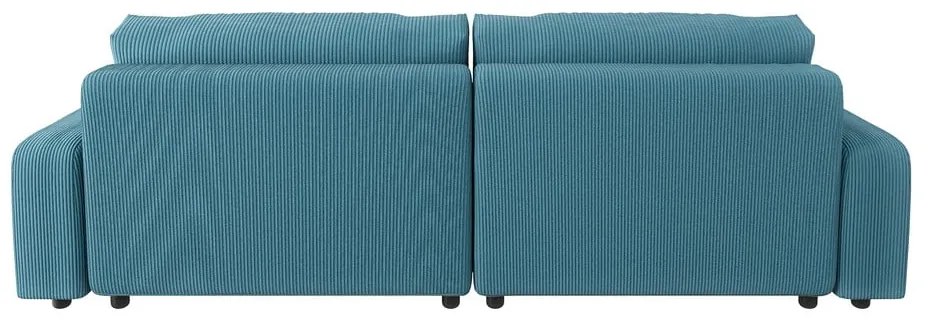 Türkiz kordbársony kinyitható sarokkanapé Sara – Ropez