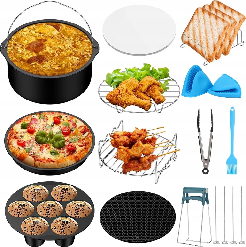 Akcesoria Airfryer olajsütőhöz 8 hüvelykes univerzális 13 részes szett