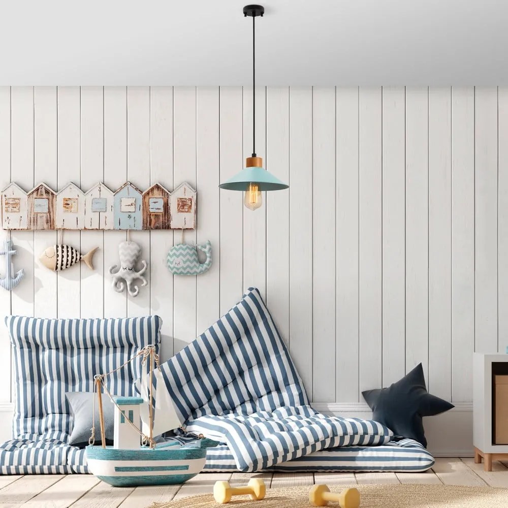 Türkiz-natúr színű függőlámpa fém búrával ø 24 cm Manavgat – Opviq lights