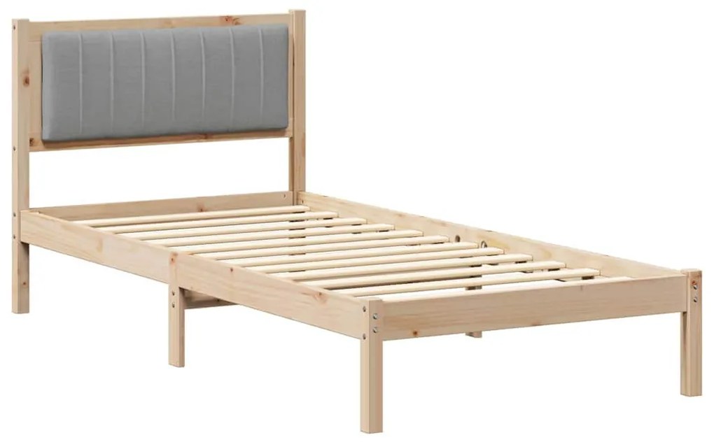 Ágykeret Kárpitozott Fejtámlával Világosszürke 90 x 200 cm