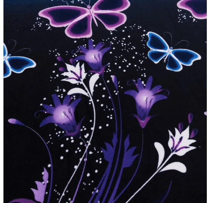 Mikroplüss lepedő VIOLET BUTTERFLY 200x200 cm sötétkék
