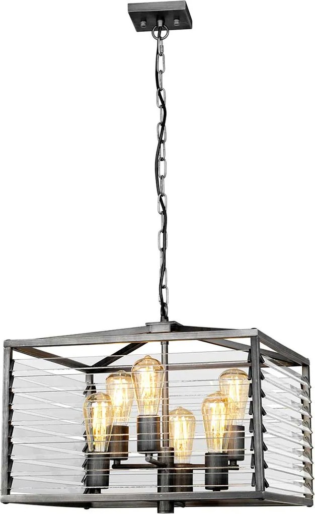 Elstead loft modern függeszték louvre szürke elslouvre-6p