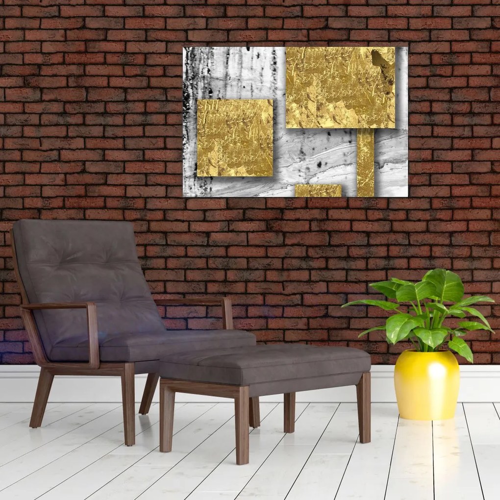 Kép - Arany négyzetek N⁰3 (90x60 cm)