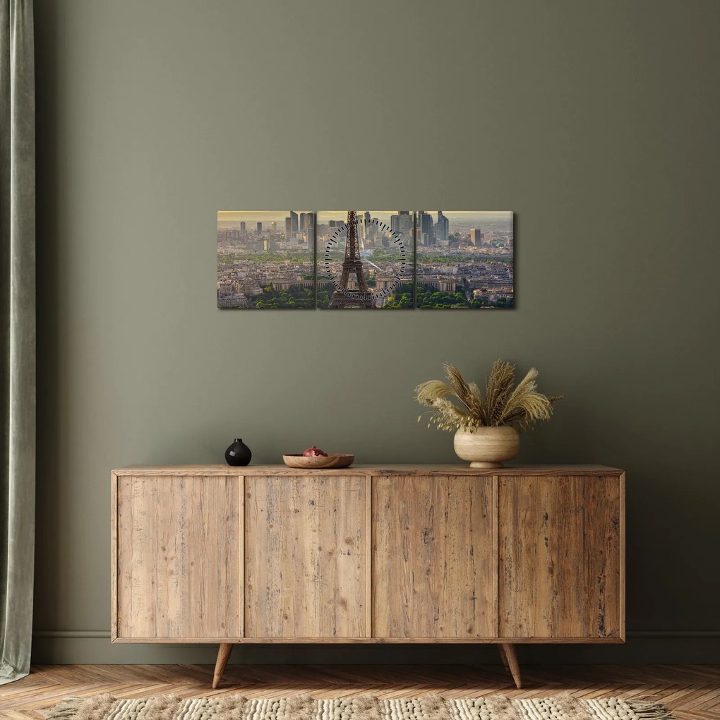 Kép - Párizsi panoráma (órával) (90x30 cm)