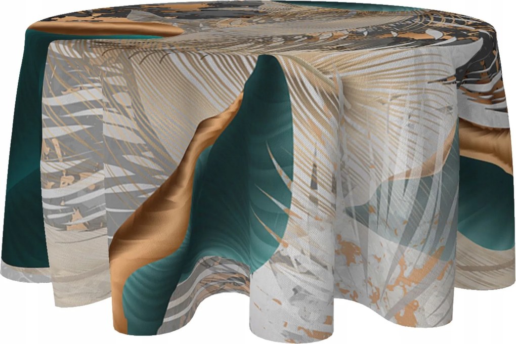 Abrosz Kerek Dekorációs Asztalra 150 CM Foltálló Kör Levél Minta 111