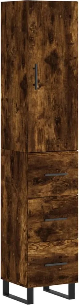 vidaXL füstös tölgy színű szerelt fa magasszekrény 34,5x34x180 cm
