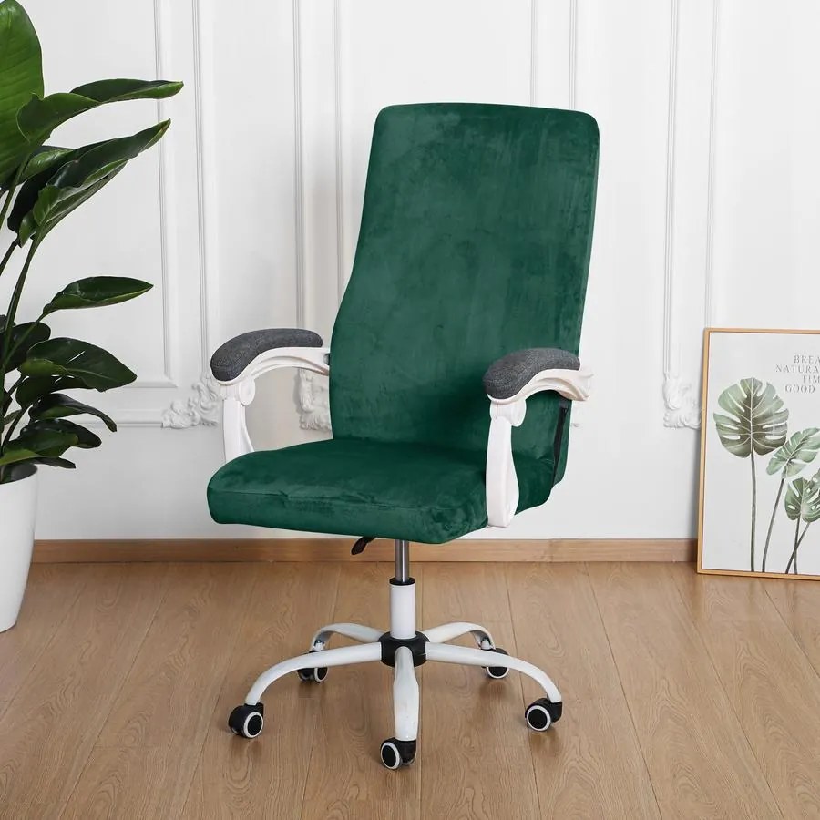 Forgószék Huzat (XL-es, bársonyos, 1 részes, rugalmas, mosható, sötétzöld)