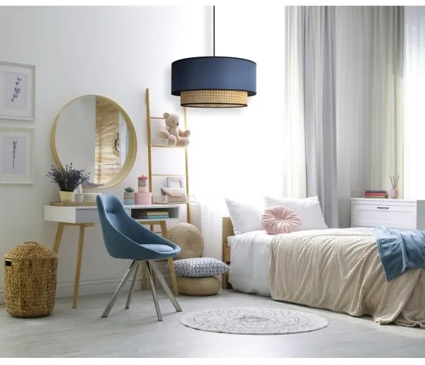 Duolla - Csillár zsinóron BOHO 1xE27/15W/230V átm. 45 cm kék/rattan