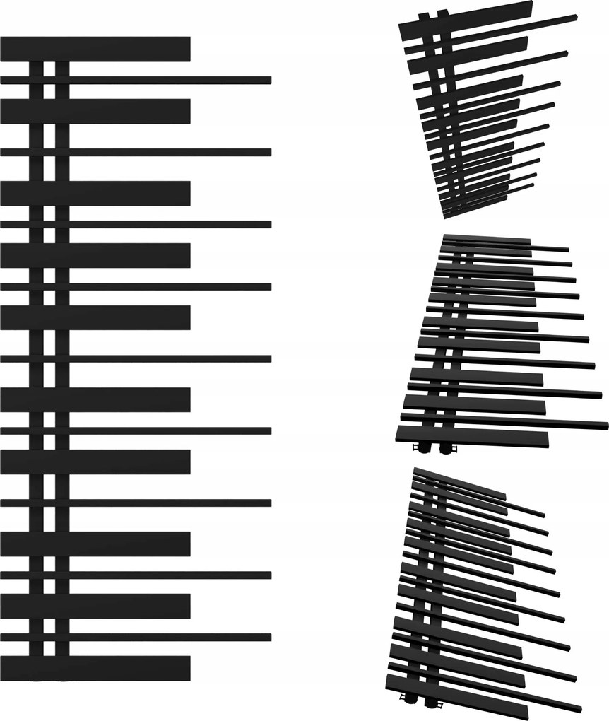 Fürdőszobai radiátor Pianino 1280x570 Fekete Matt Bal