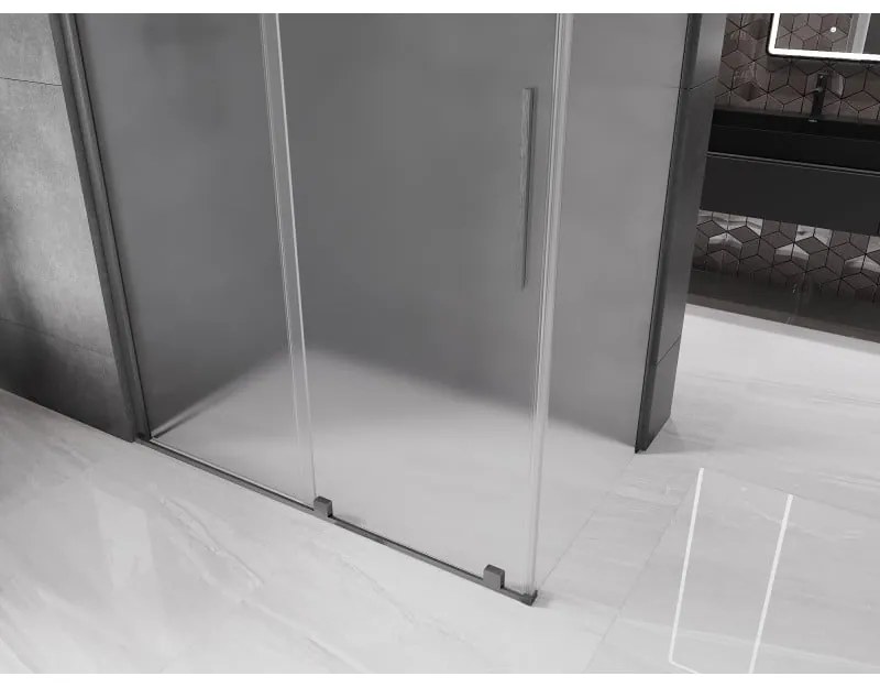 Mexen Velar, tolóajtós zuhanykabin 160 x 85 cm, 8 mm-es matt üveg, polírozott grafit, 871-160-085-31-66