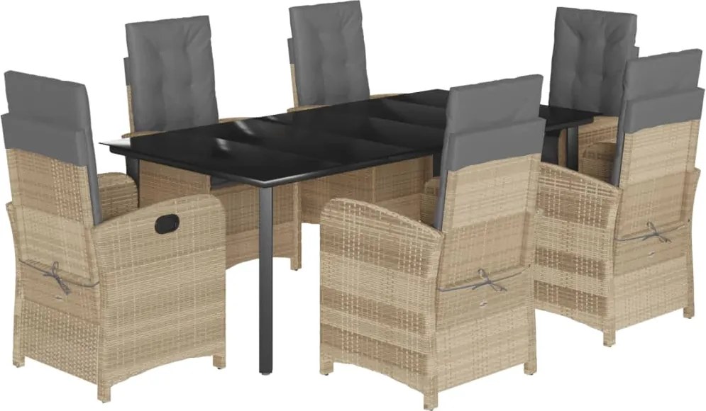 vidaXL 7 részes vegyes bézs polyrattan kerti étkezőgarnitúra párnákkal
