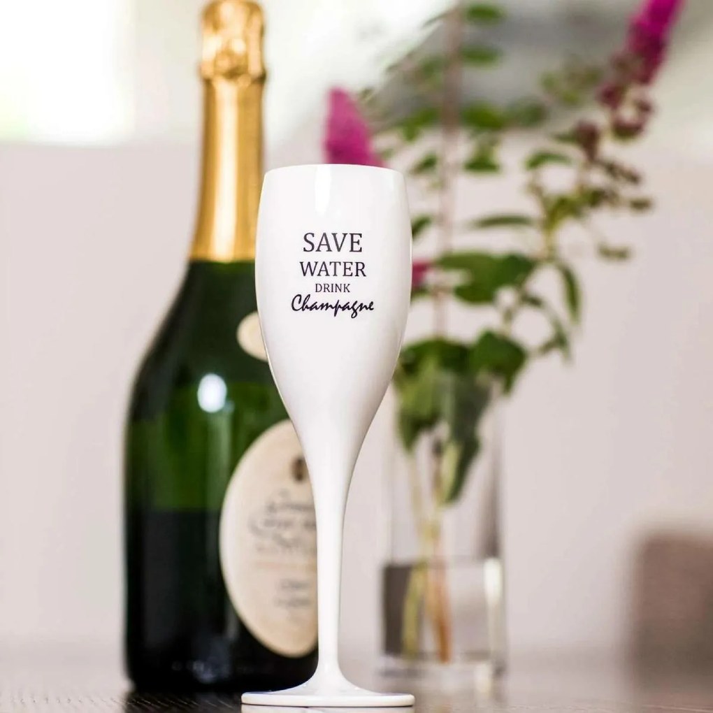 Koziol üvegpohár felirattal - Save water drink champagne
