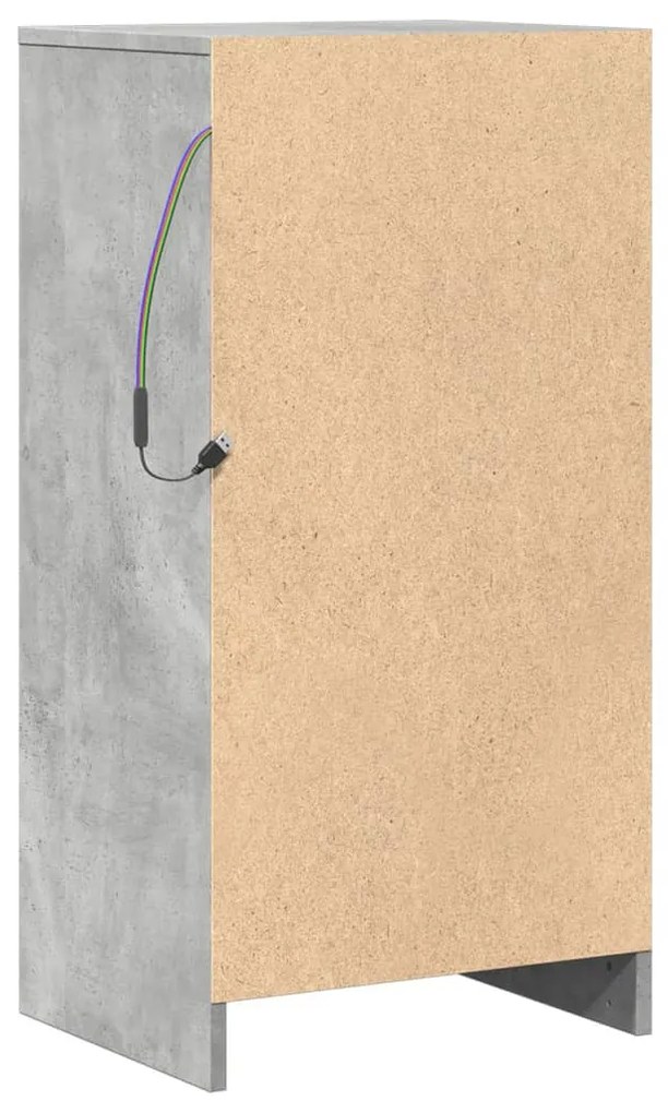 betonszürke szerelt fa tálalószekrény LED-del 42,5 x 34 x 85 cm
