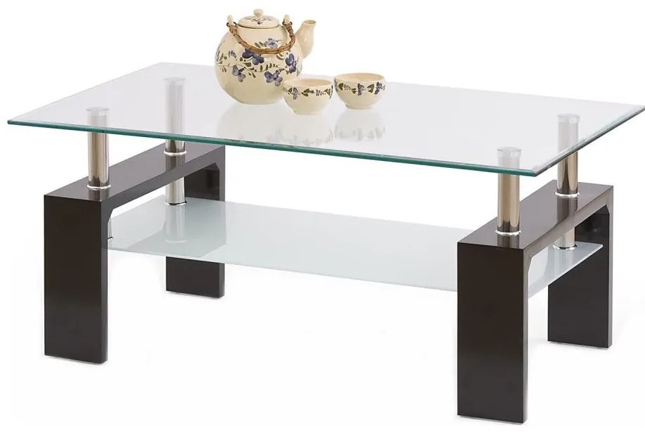 Kávésasztal DIANA 45x100 cm wenge/átlátszó