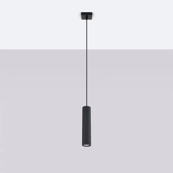 Sollux SL.1573 - Csillár zsinóron KARBON 1xGU10/10W/230V fekete