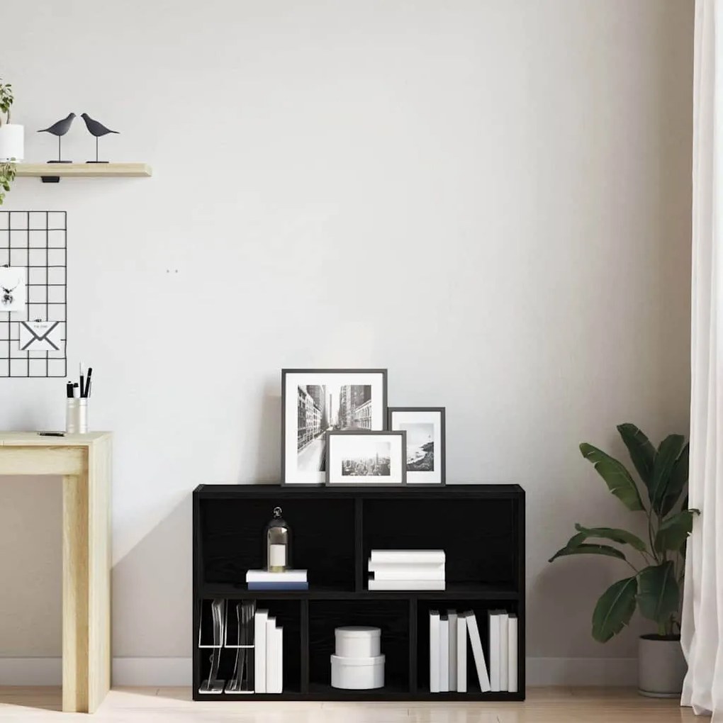 fekete tölgy szerelt fa könyvespolc 50x25x80 cm