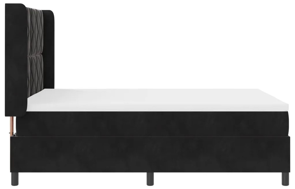 Boxspring Ágy Mattal & LED Fekete 140x190 cm Bársony