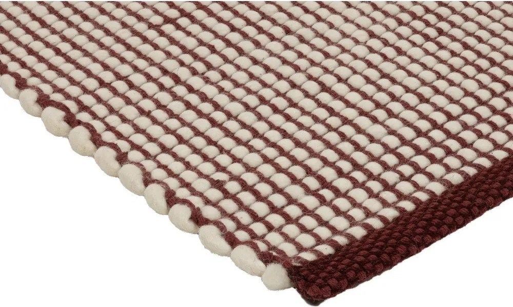 Borvörös-natúr színű kézi szövésű gyapjú szőnyeg 200x300 cm Talo – noo.ma