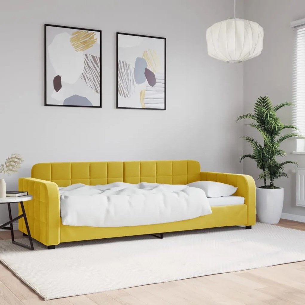 sárga bársony kanapéágy 80 x 200 cm