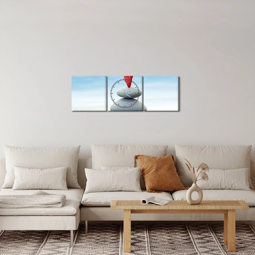 Kép - Egyensúly kövekkel (órával) (90x30 cm)