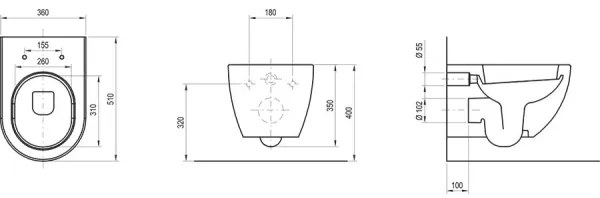 Ravak X01516 - UNI CHROME függesztett WC, kerámia/fehér