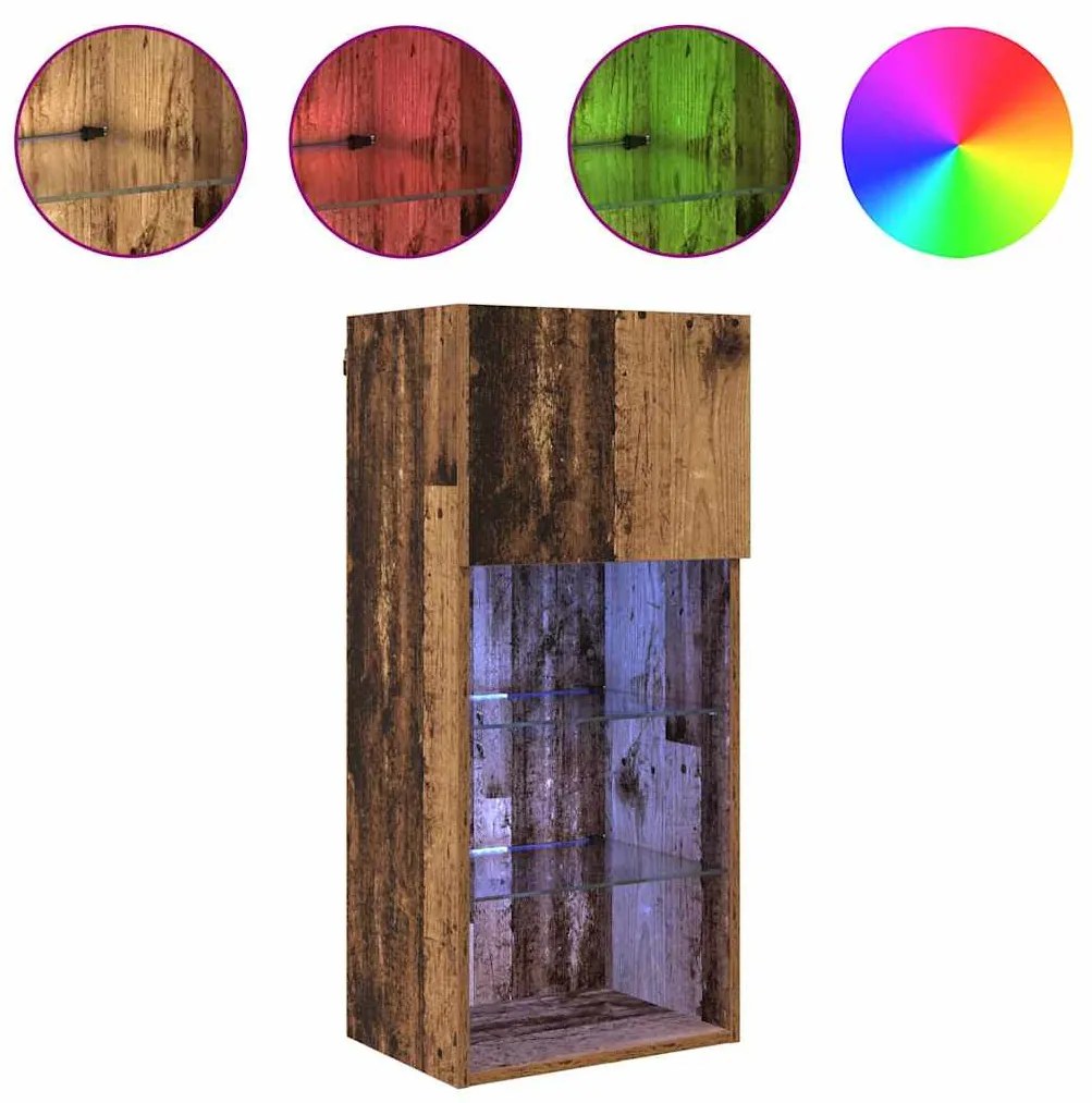 vidaXL Fali TV szekrények 2 pcs Öreg fa 40,5 x 30 x 90 cm Faanyag