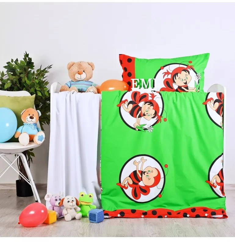 EMI zöld méhecskés gyermek ágyneműhuzat, Párna 45x65