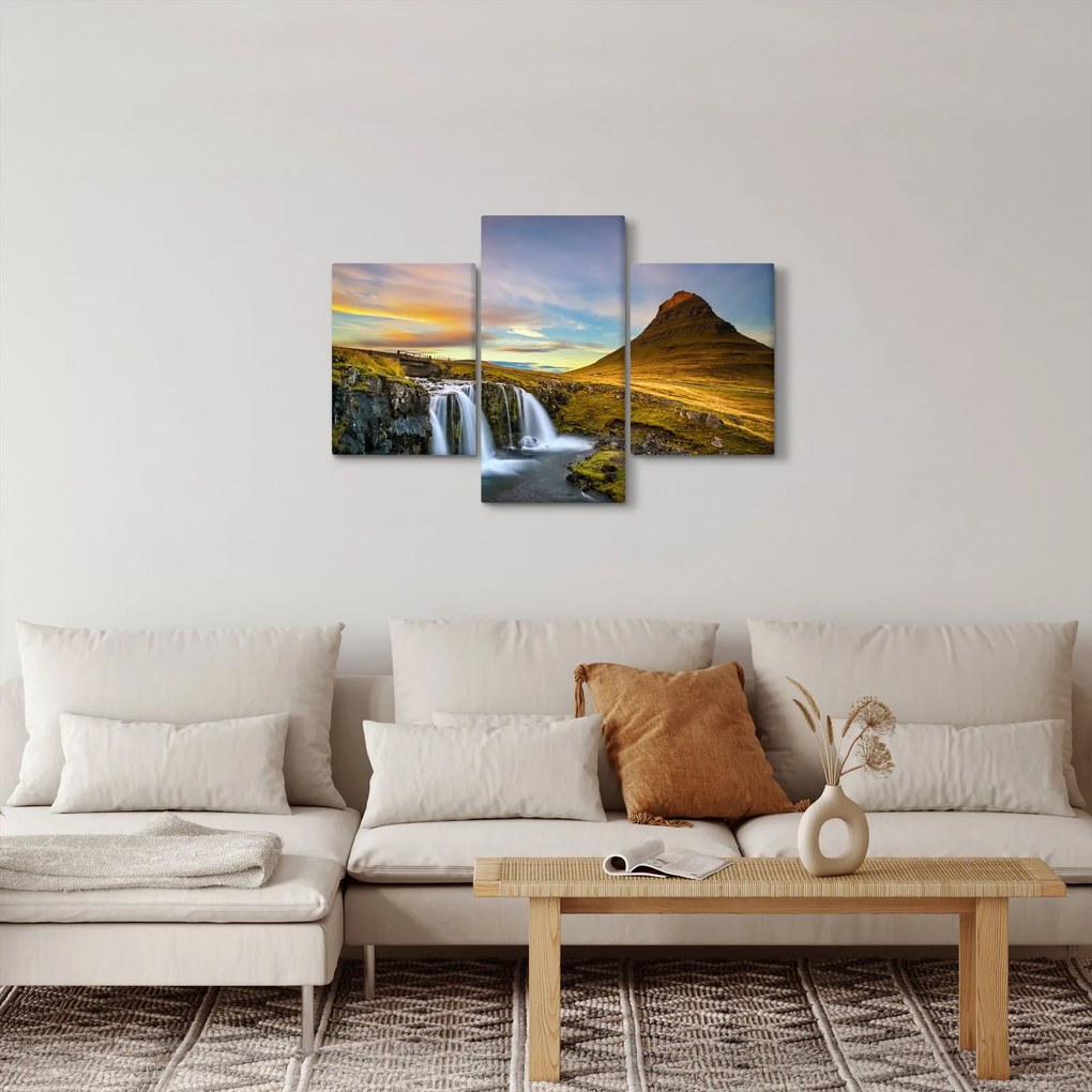 Kép a hegyekről és vízesésekről Izlandon (90x60 cm)