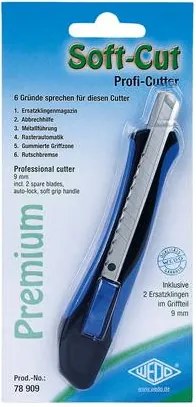 Univerzális kés, 9 mm, WEDO Soft-cut, kék/fekete (UW042)